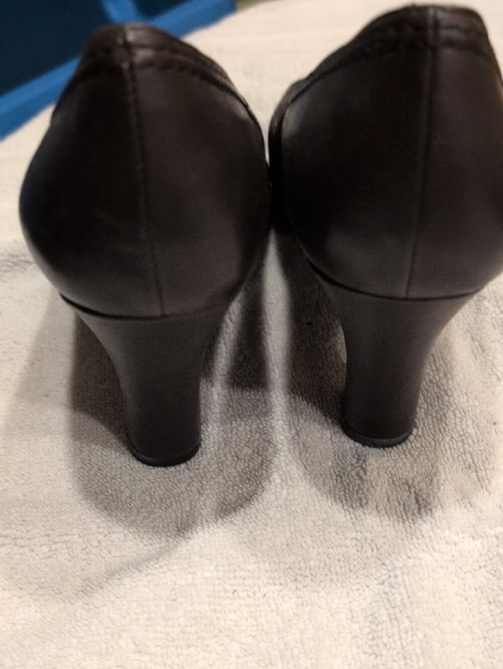 AEROSOLES Dark Brown Leather Peep-Toe Heels - Picture 2 of 4